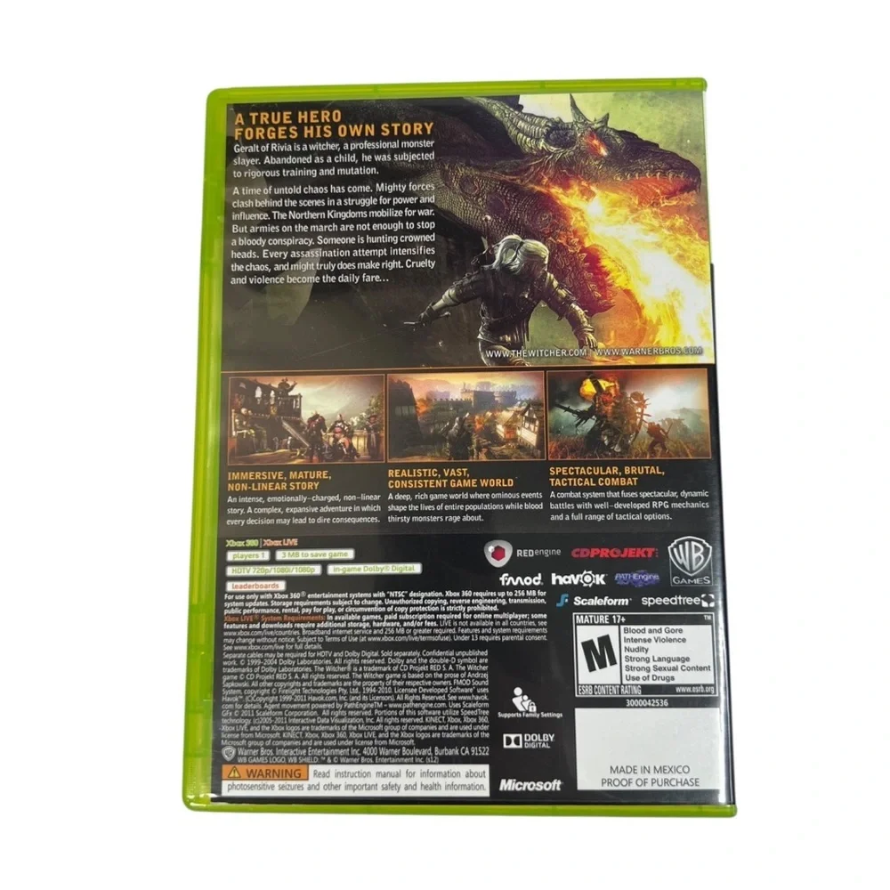The Witcher 2 Xbox 360 Video Game with Manual & Quest Handbook
